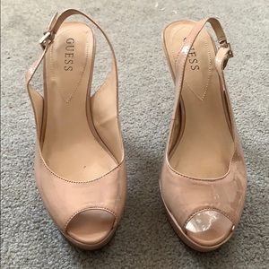 Guess nude platform 4 inch heels